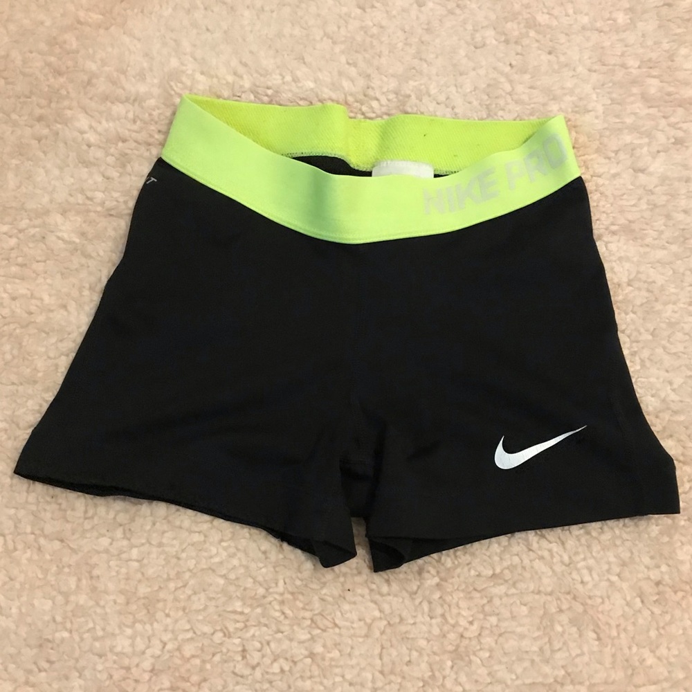 Black & Neon Green Nike Pro Compression Shorts